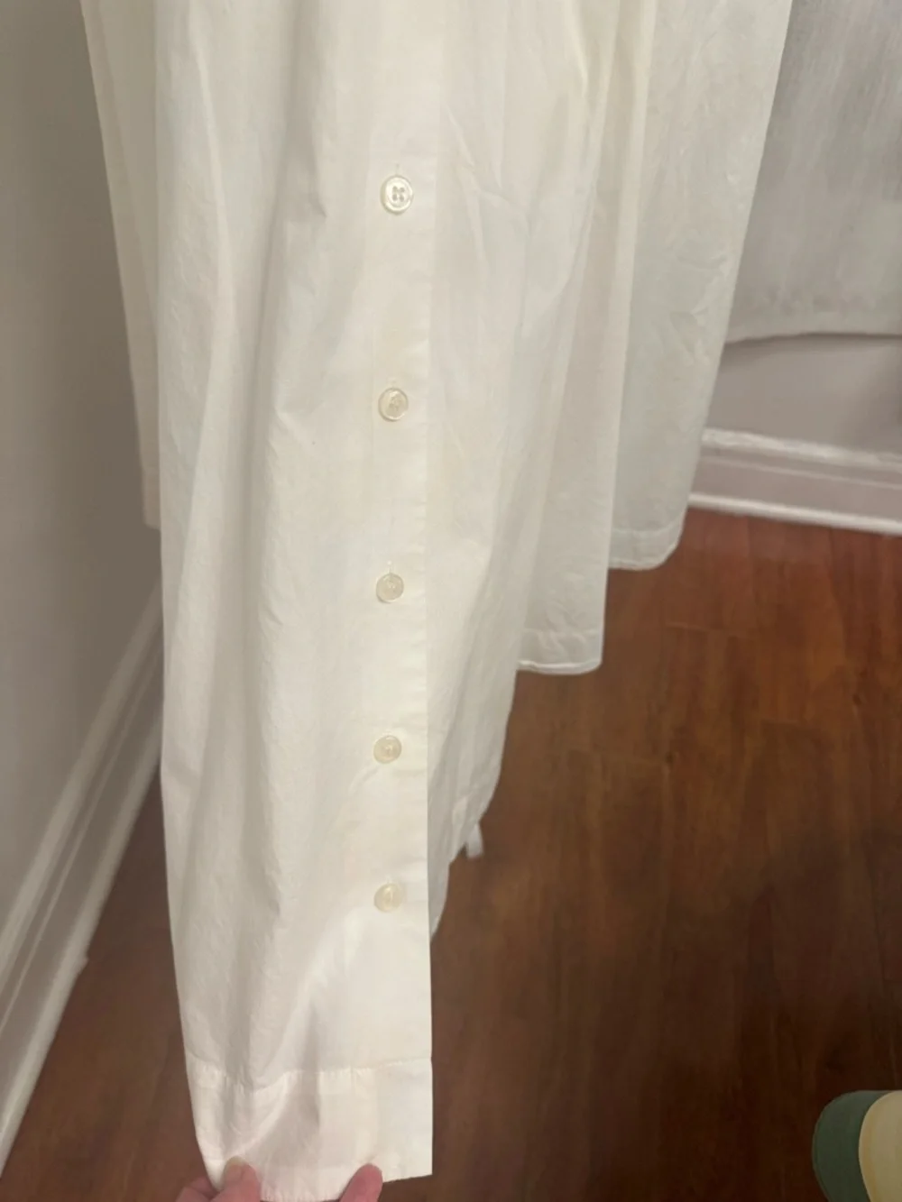 J. Crew Classic Sleeveless White Cotton Button-Front Midi Dress with Wide Belt - Picture 5 of 6